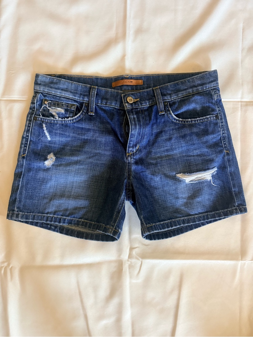 Joe's Jeans Medium Blue Distressed Denim Shorts
